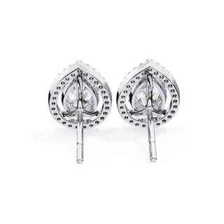 Lacrima Pear Halo Studs - pear-cut diamond earrings - in 9ct yellow gold - hand-made in Byron Bay Hinterland, Australia by Lucano Fine Jewellery
