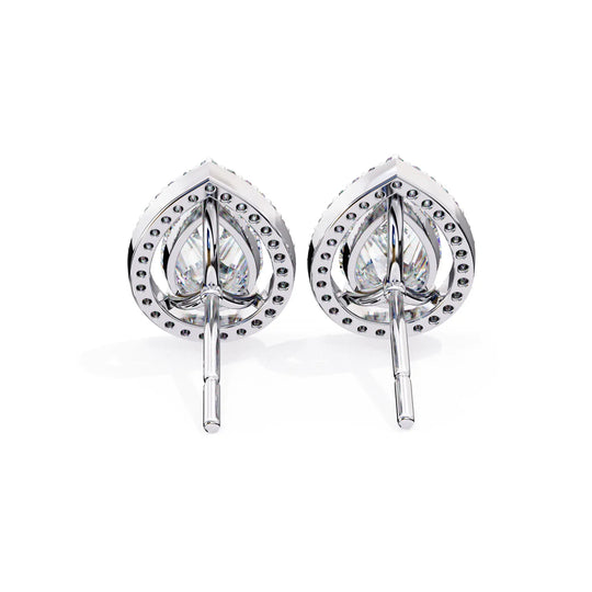 Lacrima Pear Halo Studs - pear-cut diamond earrings - in 9ct yellow gold - hand-made in Byron Bay Hinterland, Australia by Lucano Fine Jewellery