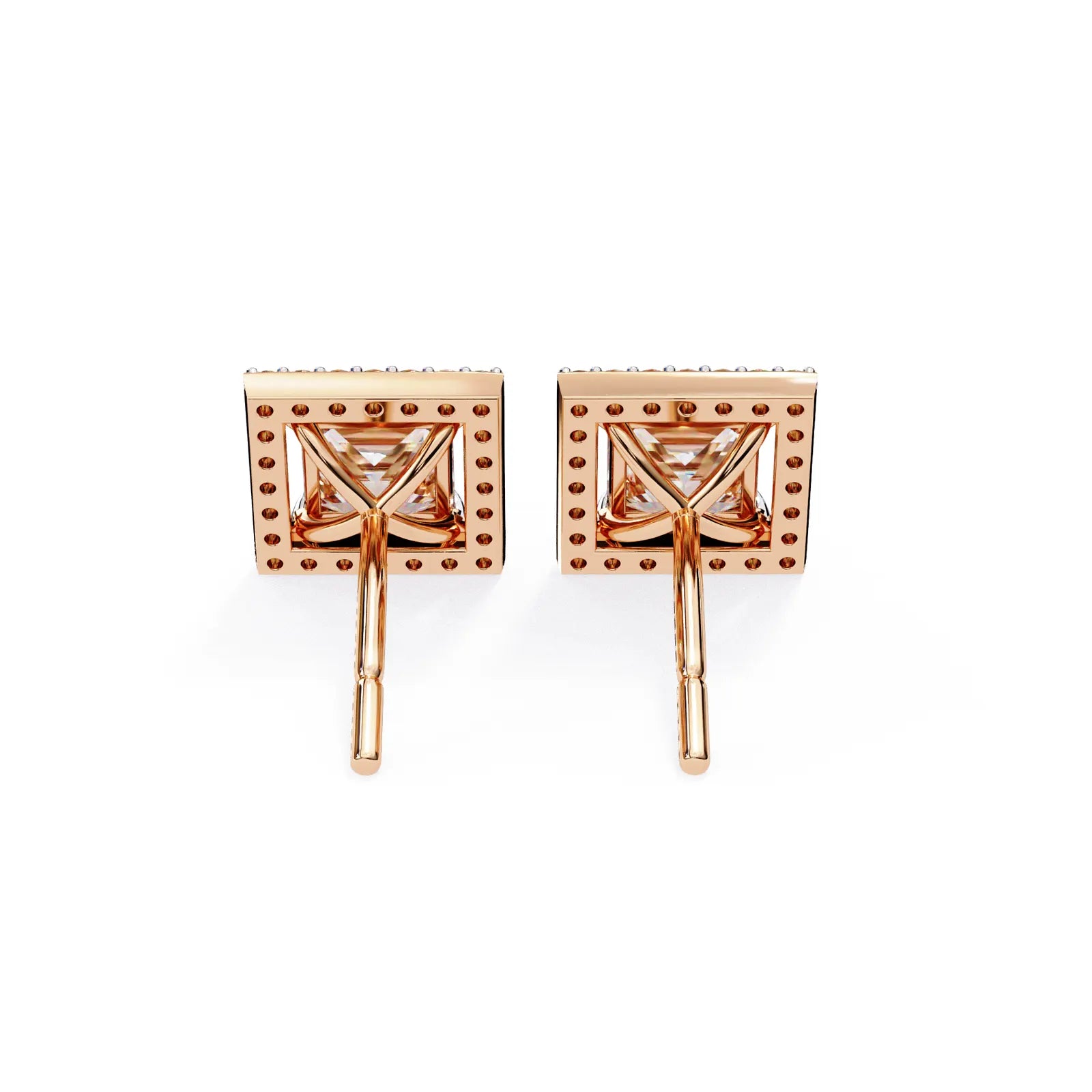 Reale Princess Halo Studs - princess-cut diamond earrings - in 18ct white gold - hand-made in Byron Bay Hinterland, Australia by Lucano Fine Jewellery