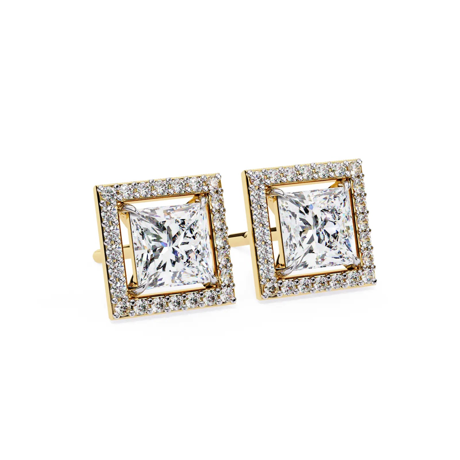 Reale Princess Halo Studs - princess-cut diamond earrings - in 9ct rose gold - hand-made in Byron Bay Hinterland, Australia by Lucano Fine Jewellery