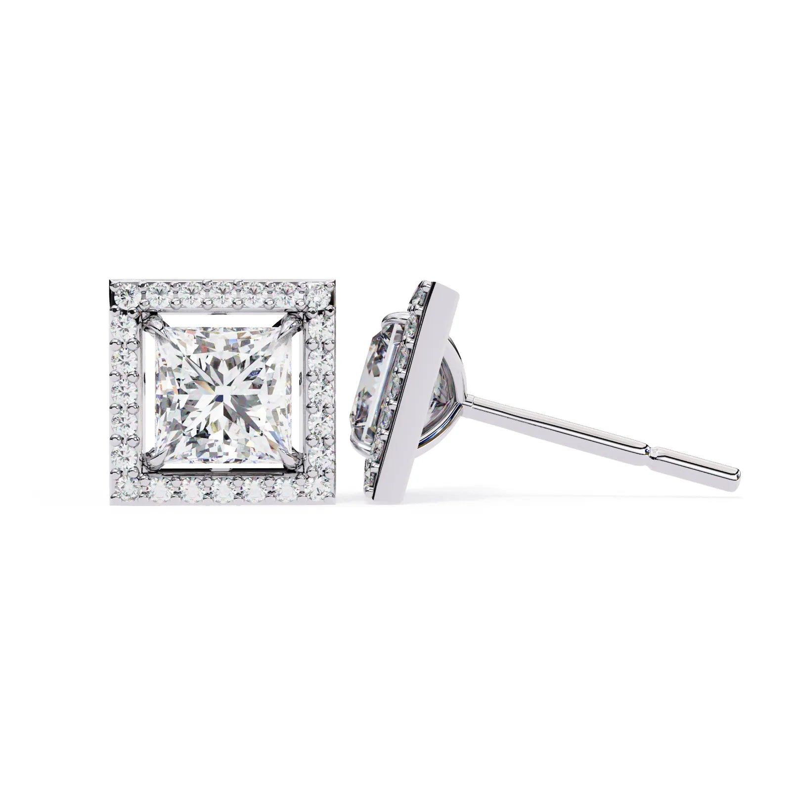 Reale Princess Halo Studs - princess-cut diamond earrings - in 9ct yellow gold - hand-made in Byron Bay Hinterland, Australia by Lucano Fine Jewellery