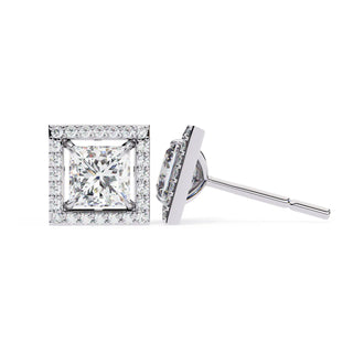 Reale Princess Halo Studs - princess-cut diamond earrings - in 9ct yellow gold - hand-made in Byron Bay Hinterland, Australia by Lucano Fine Jewellery