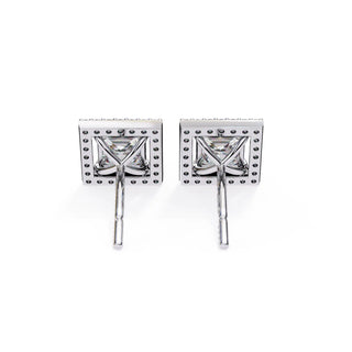 Reale Princess Halo Studs - princess-cut diamond earrings - in 9ct white gold - hand-made in Byron Bay Hinterland, Australia by Lucano Fine Jewellery