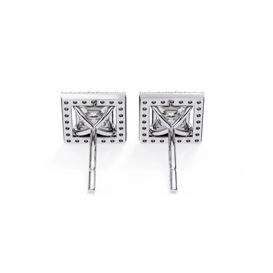 Reale Princess Halo Studs - princess-cut diamond earrings - in 9ct white gold - hand-made in Byron Bay Hinterland, Australia by Lucano Fine Jewellery