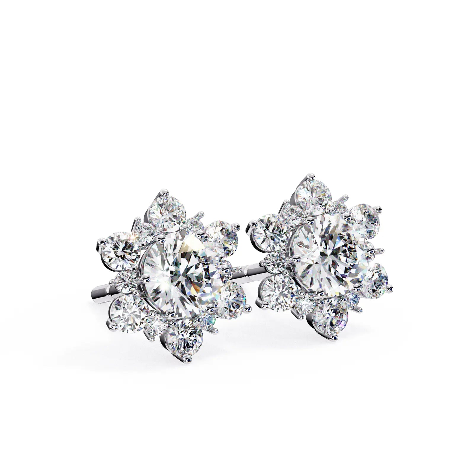 Stella Cluster Studs - round brilliant diamond earrings - in 18ct white gold - hand-made in Byron Bay Hinterland, Australia by Lucano Fine Jewellery