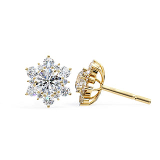 Stella Cluster Studs - round brilliant diamond earrings - platinum finish - hand-made in Byron Bay Hinterland, Australia by Lucano Fine Jewellery
