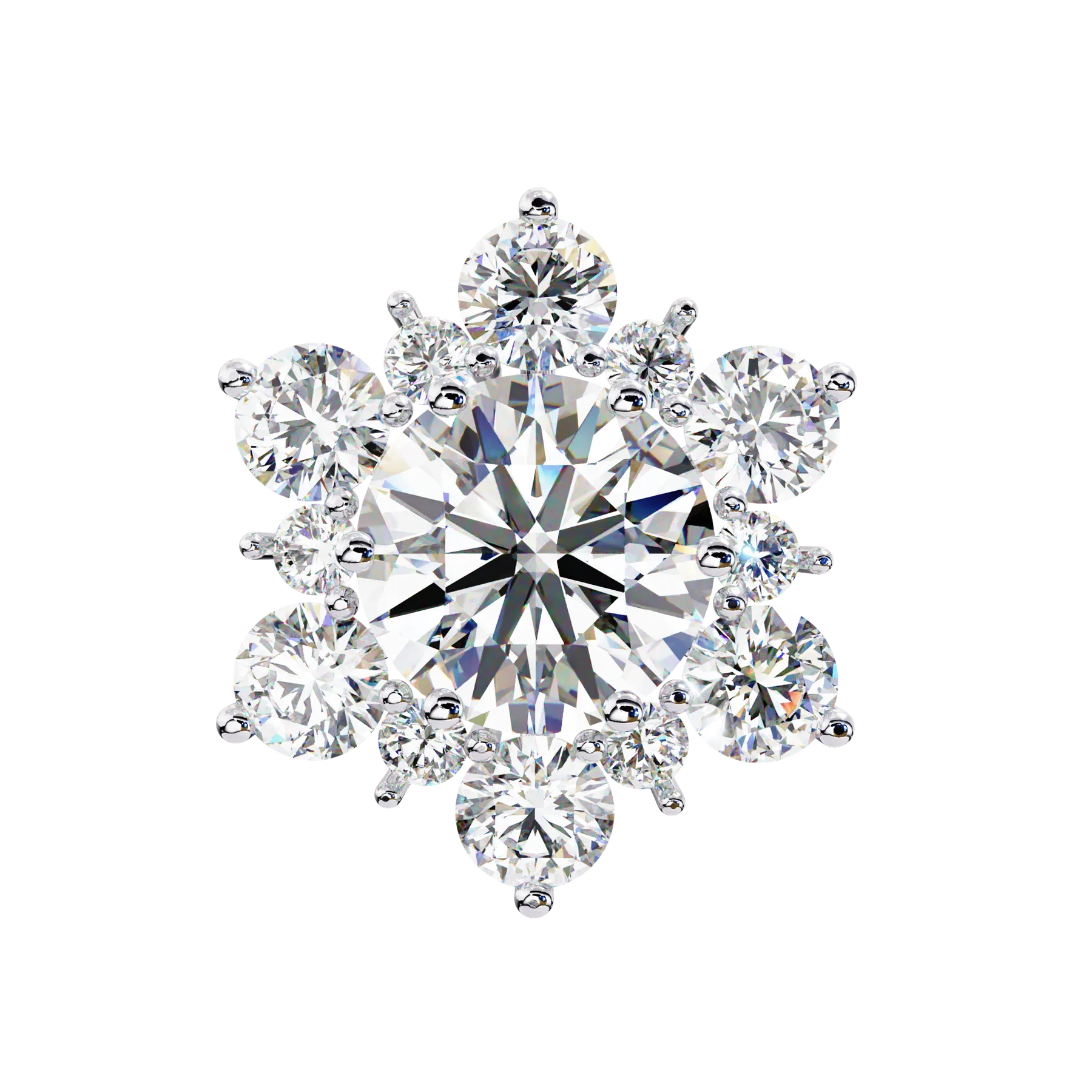 Stella Cluster Studs - round brilliant diamond earrings - front view - hand-made in Byron Bay Hinterland, Australia by Lucano Fine Jewellery