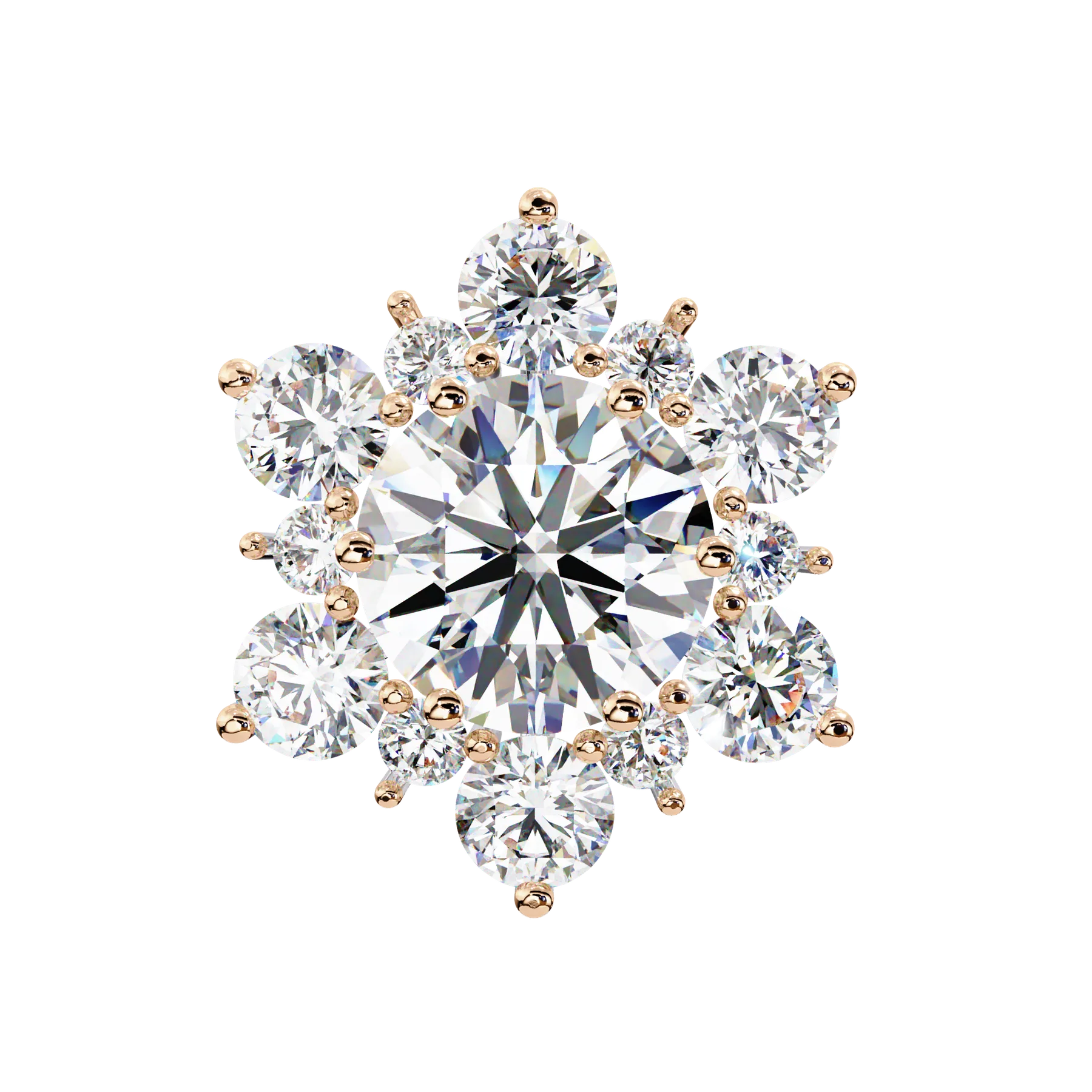 Stella Cluster Studs - round brilliant diamond earrings - side profile - hand-made in Byron Bay Hinterland, Australia by Lucano Fine Jewellery