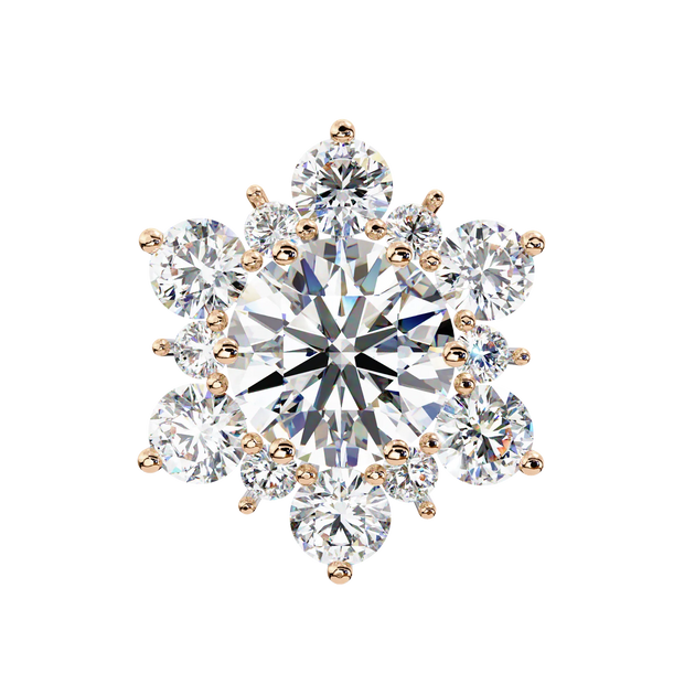 Stella Cluster Studs - round brilliant diamond earrings - side profile - hand-made in Byron Bay Hinterland, Australia by Lucano Fine Jewellery