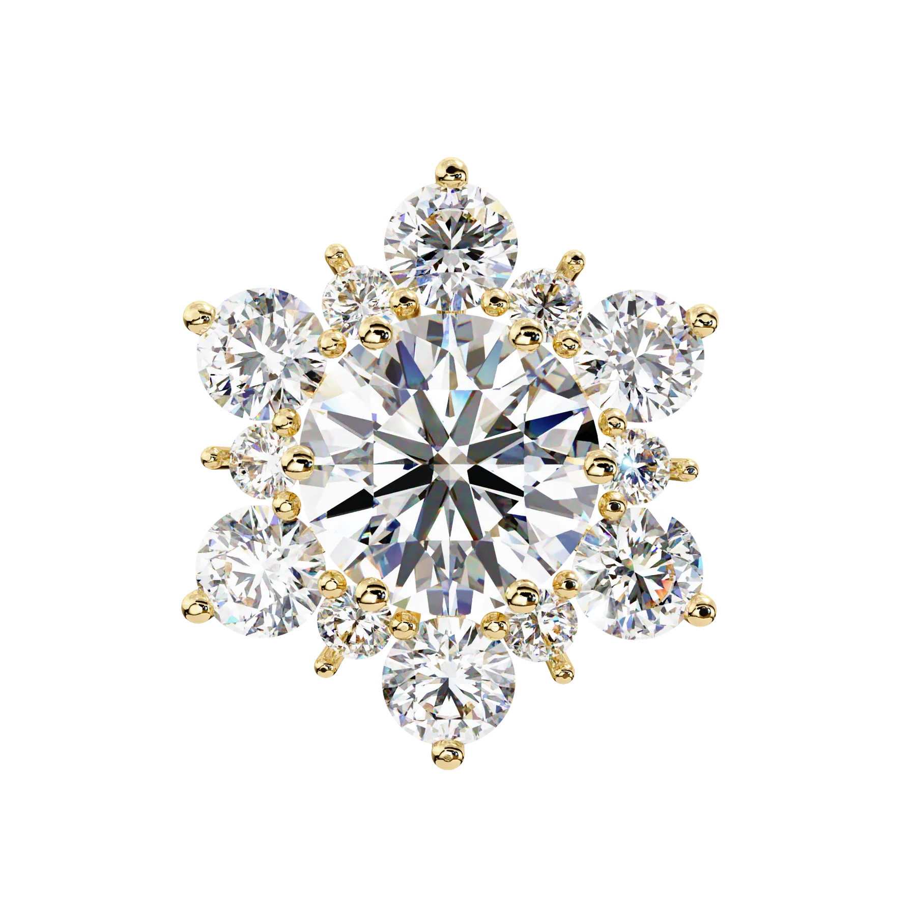 Stella Cluster Studs - round brilliant diamond earrings - angled view - hand-made in Byron Bay Hinterland, Australia by Lucano Fine Jewellery
