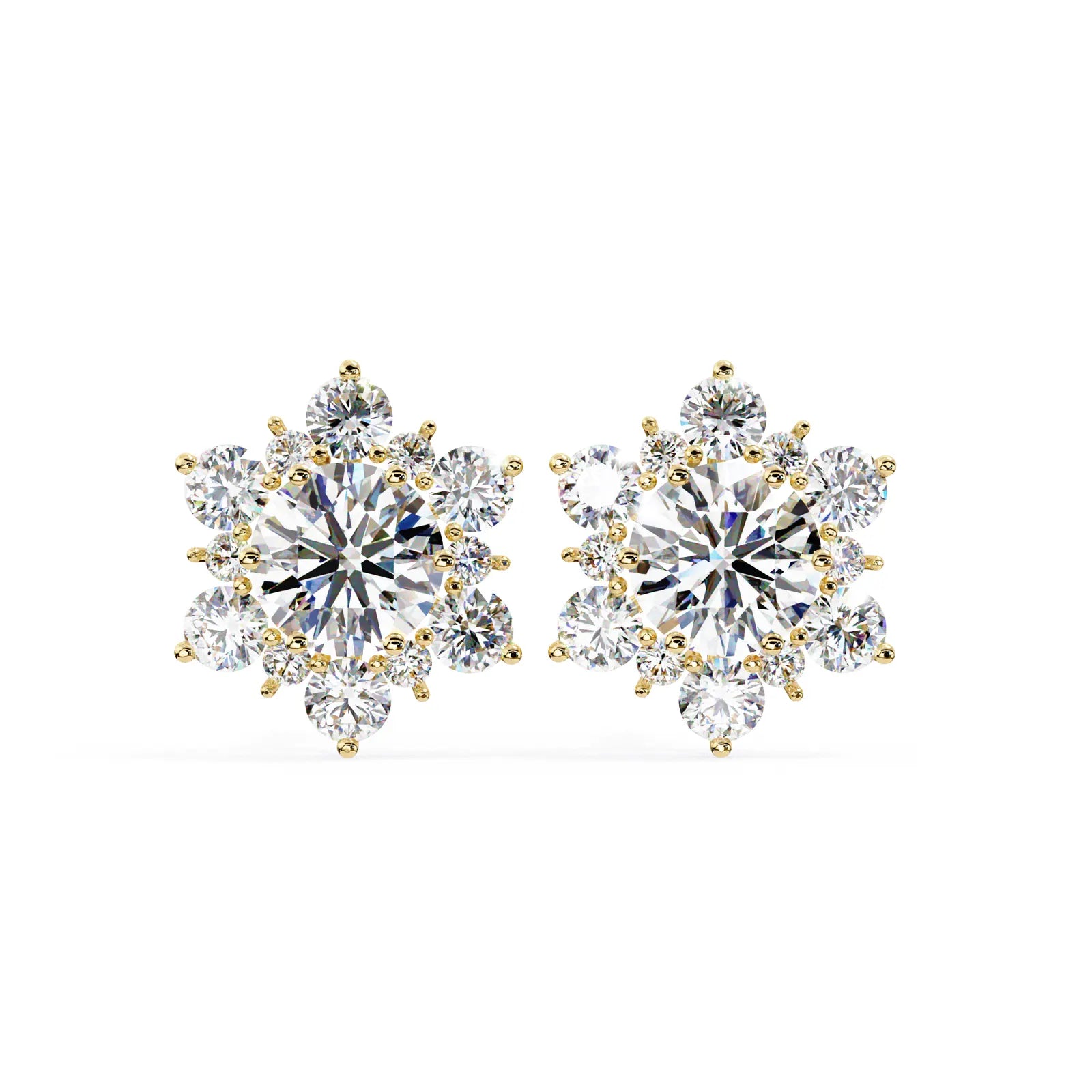 Stella Cluster Studs - round brilliant diamond earrings - three-quarter view - hand-made in Byron Bay Hinterland, Australia by Lucano Fine Jewellery