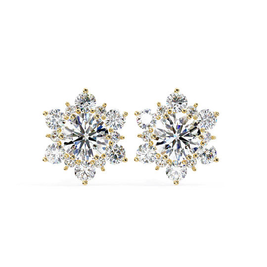 Stella Cluster Studs - round brilliant diamond earrings - three-quarter view - hand-made in Byron Bay Hinterland, Australia by Lucano Fine Jewellery