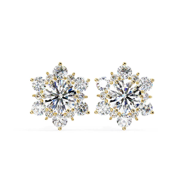Stella Cluster Studs - round brilliant diamond earrings - three-quarter view - hand-made in Byron Bay Hinterland, Australia by Lucano Fine Jewellery