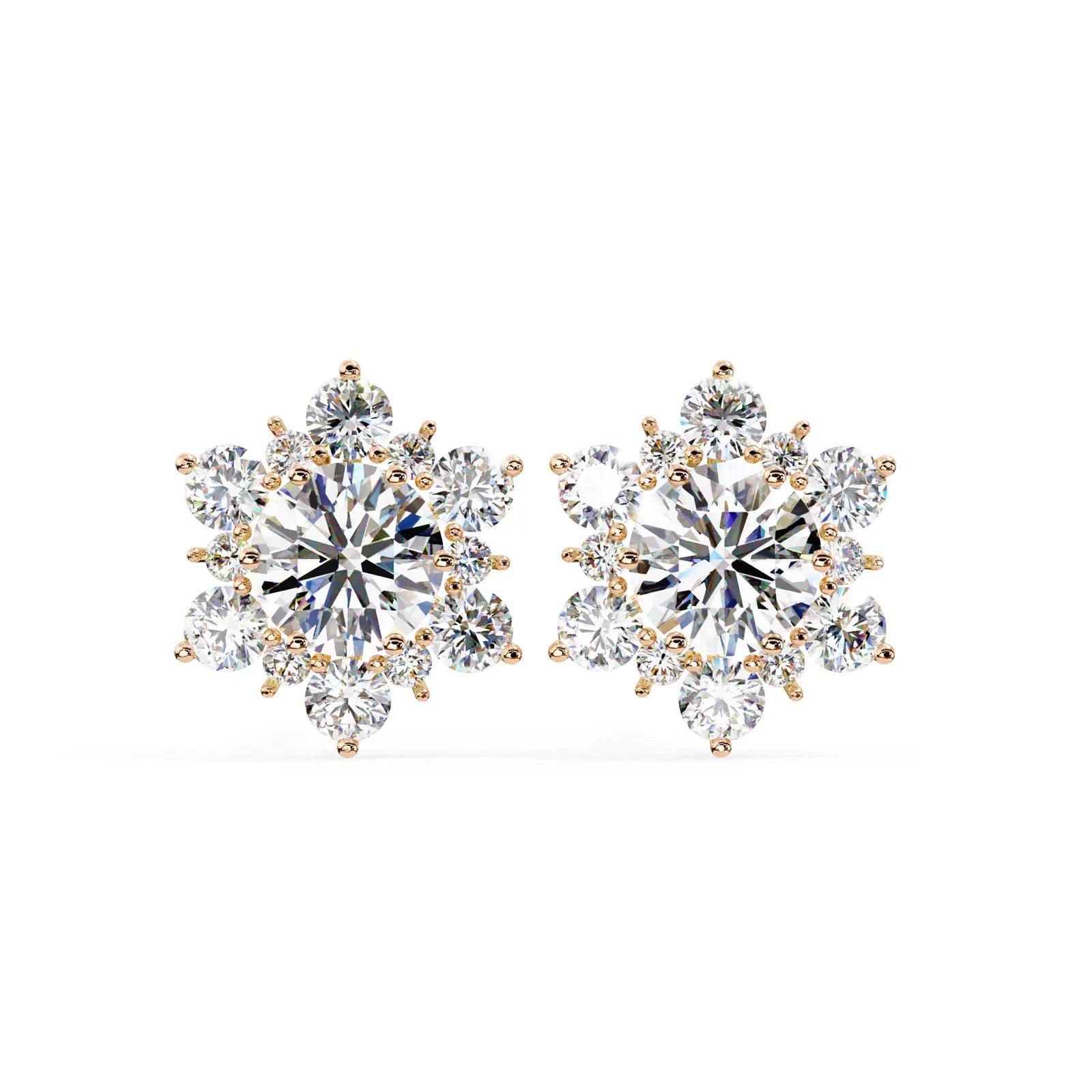 Stella Cluster Studs - round brilliant diamond earrings - detail close-up - hand-made in Byron Bay Hinterland, Australia by Lucano Fine Jewellery