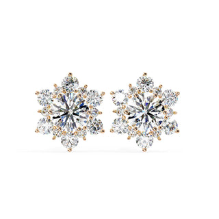 Stella Cluster Studs - round brilliant diamond earrings - detail close-up - hand-made in Byron Bay Hinterland, Australia by Lucano Fine Jewellery