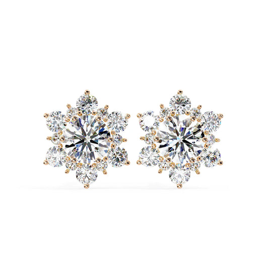 Stella Cluster Studs - round brilliant diamond earrings - detail close-up - hand-made in Byron Bay Hinterland, Australia by Lucano Fine Jewellery