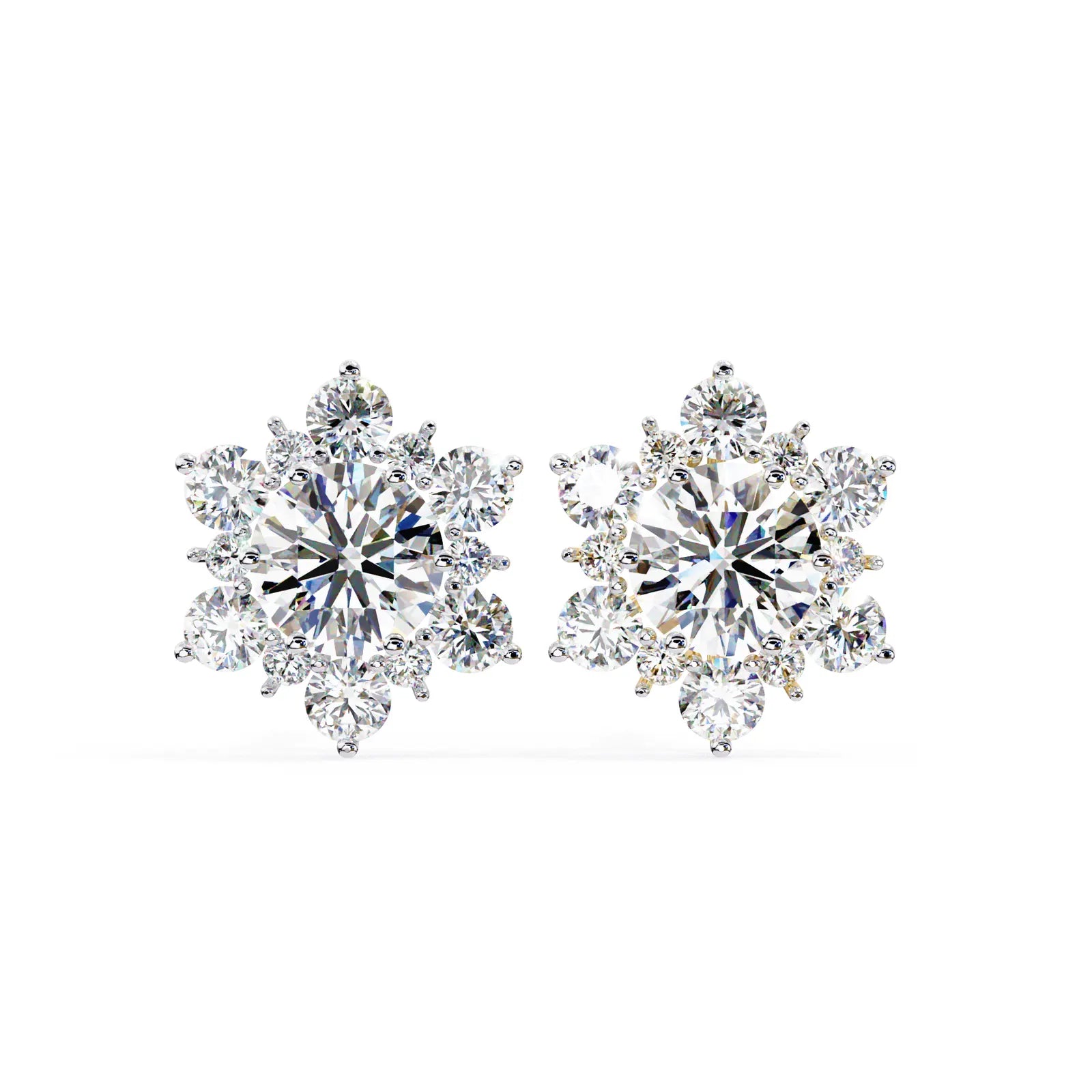 Stella Cluster Studs - round brilliant diamond earrings - top view - hand-made in Byron Bay Hinterland, Australia by Lucano Fine Jewellery