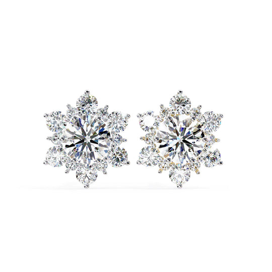 Stella Cluster Studs - round brilliant diamond earrings - top view - hand-made in Byron Bay Hinterland, Australia by Lucano Fine Jewellery