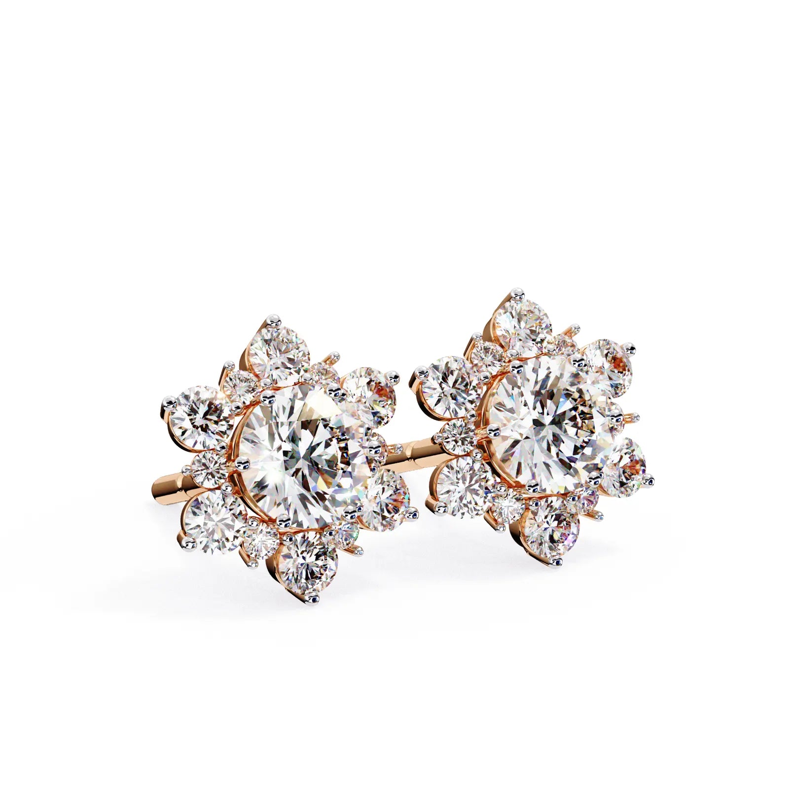 Stella Cluster Studs - round brilliant diamond earrings - in 9ct white gold - hand-made in Byron Bay Hinterland, Australia by Lucano Fine Jewellery