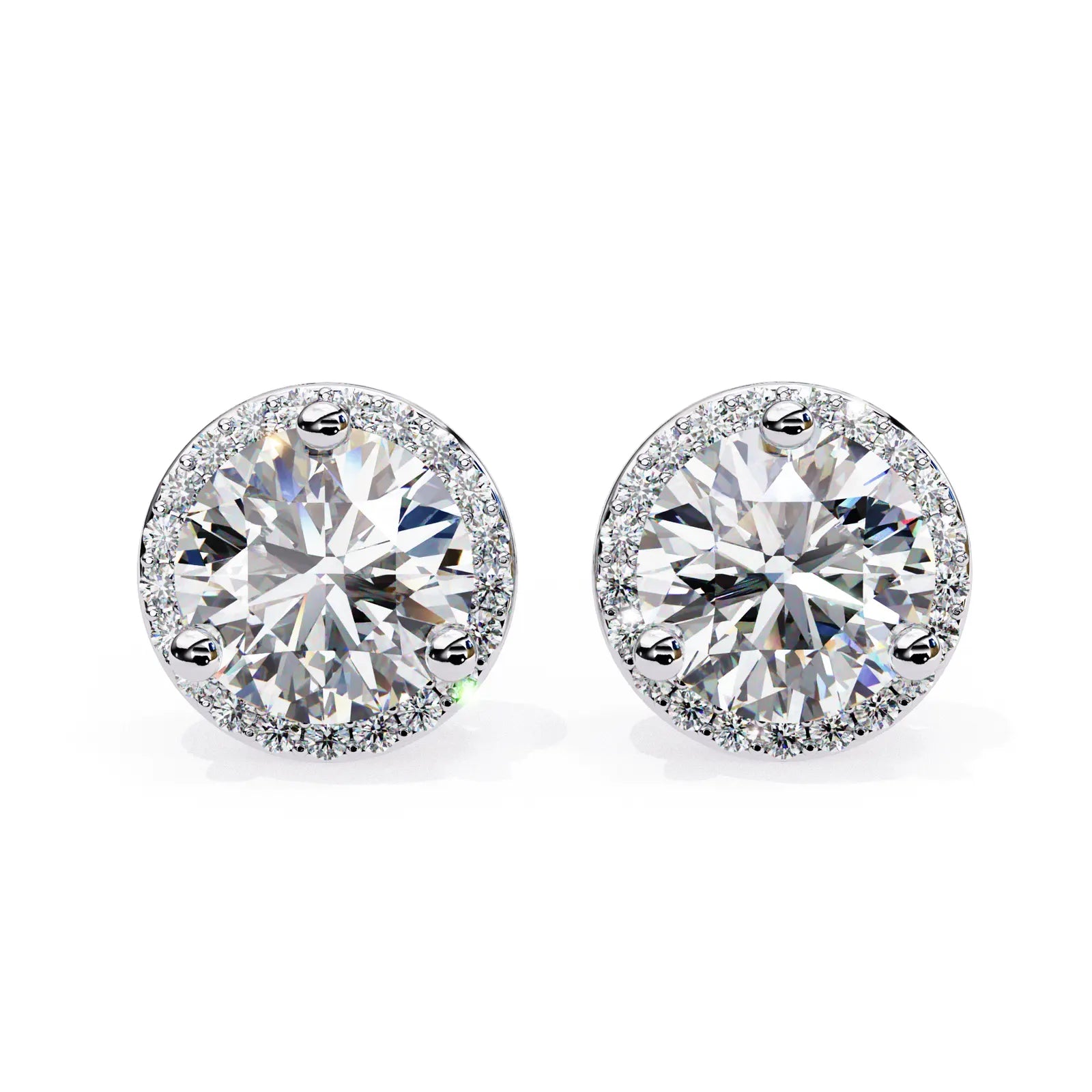 Solis Halo Studs - round brilliant diamond earrings - in 18ct white gold - hand-made in Byron Bay Hinterland, Australia by Lucano Fine Jewellery