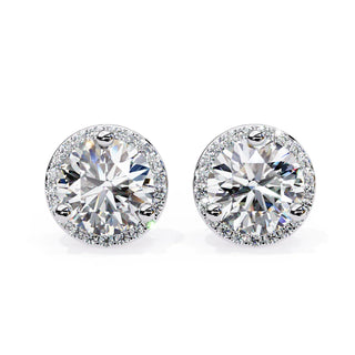 Solis Halo Studs - round brilliant diamond earrings - in 18ct white gold - hand-made in Byron Bay Hinterland, Australia by Lucano Fine Jewellery