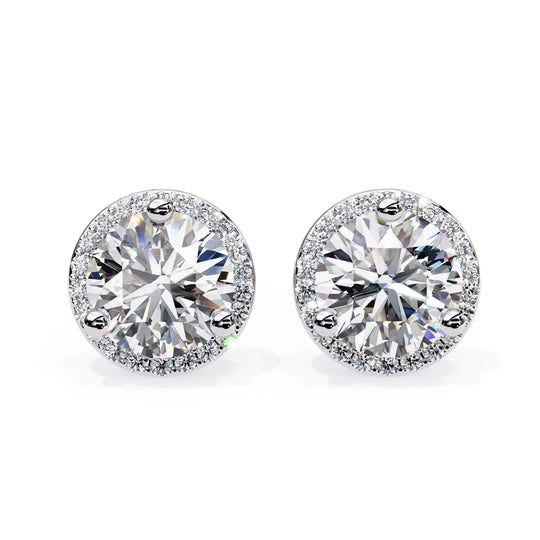 Solis Halo Studs - round brilliant diamond earrings - in 18ct white gold - hand-made in Byron Bay Hinterland, Australia by Lucano Fine Jewellery