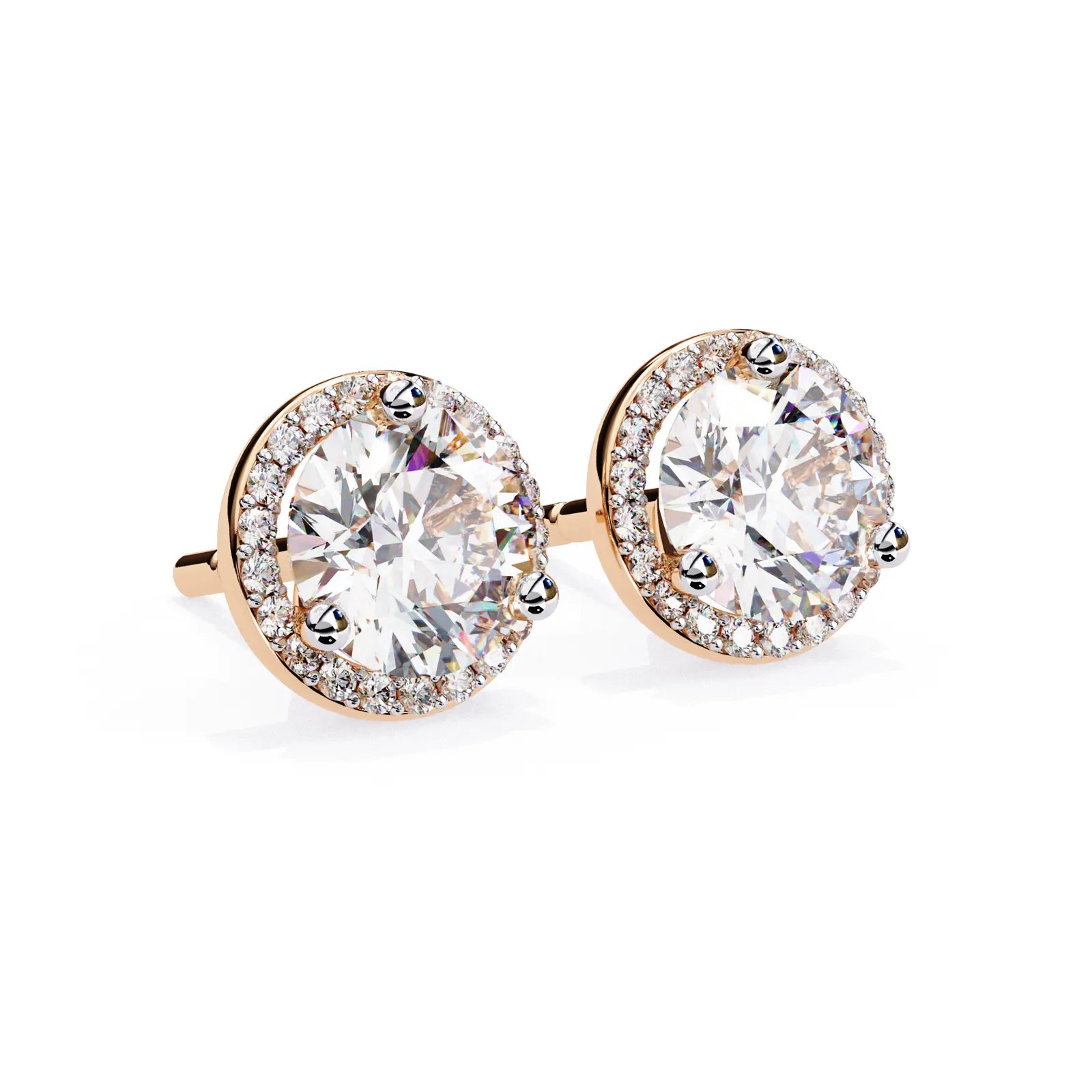 Solis Halo Studs - round brilliant diamond earrings - platinum finish - hand-made in Byron Bay Hinterland, Australia by Lucano Fine Jewellery