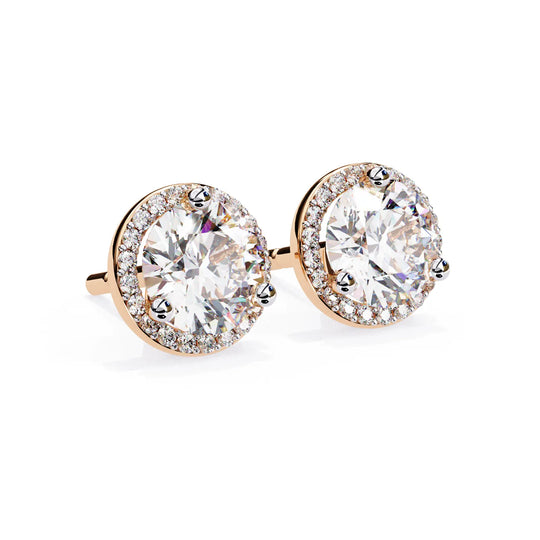 Solis Halo Studs - round brilliant diamond earrings - platinum finish - hand-made in Byron Bay Hinterland, Australia by Lucano Fine Jewellery