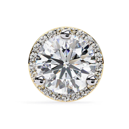 Solis Halo Studs - round brilliant diamond earrings - side profile - hand-made in Byron Bay Hinterland, Australia by Lucano Fine Jewellery