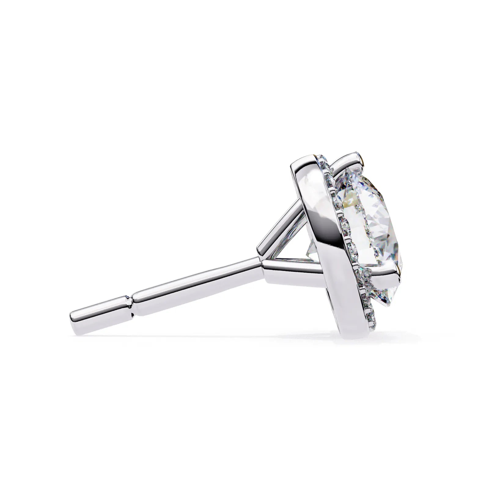 Solis Halo Studs - round brilliant diamond earrings - three-quarter view - hand-made in Byron Bay Hinterland, Australia by Lucano Fine Jewellery