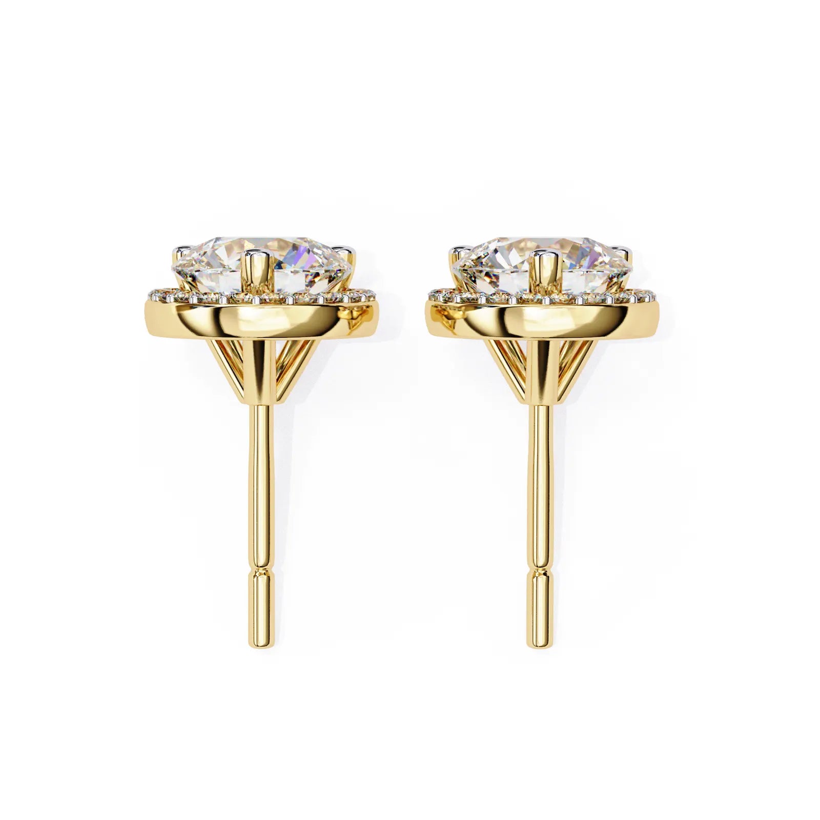 Solis Halo Studs - round brilliant diamond earrings - in 9ct yellow gold - hand-made in Byron Bay Hinterland, Australia by Lucano Fine Jewellery