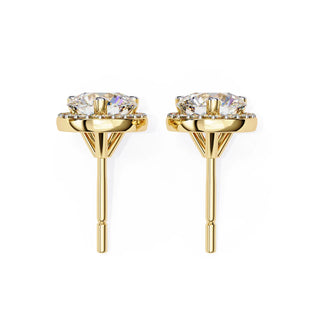 Solis Halo Studs - round brilliant diamond earrings - in 9ct yellow gold - hand-made in Byron Bay Hinterland, Australia by Lucano Fine Jewellery