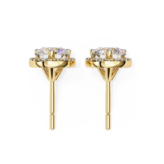 Solis Halo Studs - round brilliant diamond earrings - in 9ct yellow gold - hand-made in Byron Bay Hinterland, Australia by Lucano Fine Jewellery