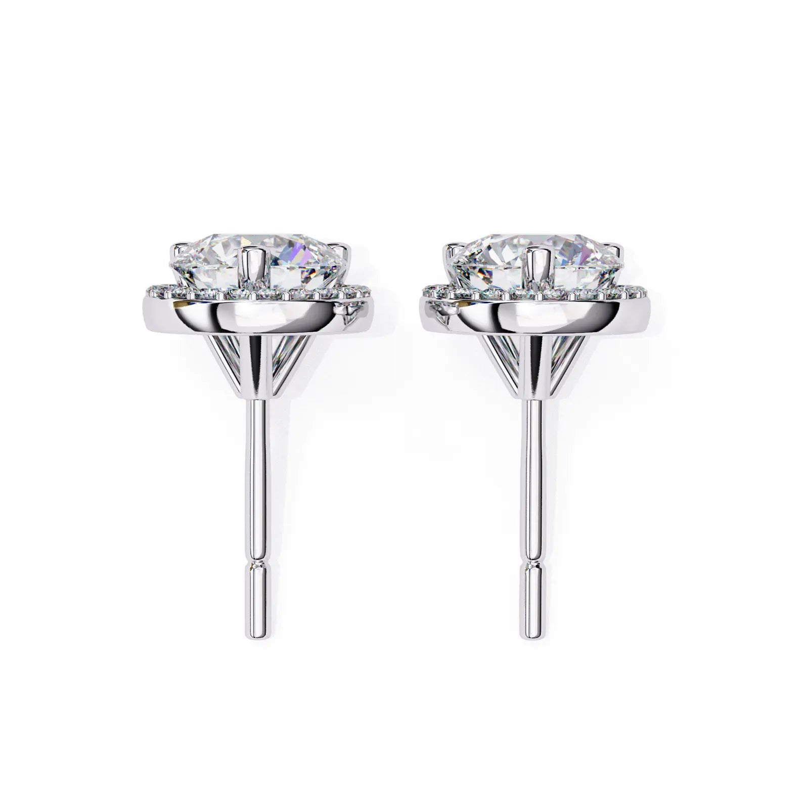 Solis Halo Studs - round brilliant diamond earrings - in 9ct white gold - hand-made in Byron Bay Hinterland, Australia by Lucano Fine Jewellery