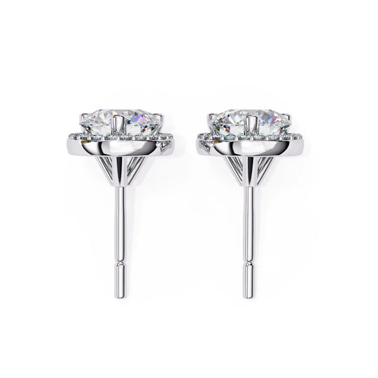 Solis Halo Studs - round brilliant diamond earrings - in 9ct white gold - hand-made in Byron Bay Hinterland, Australia by Lucano Fine Jewellery