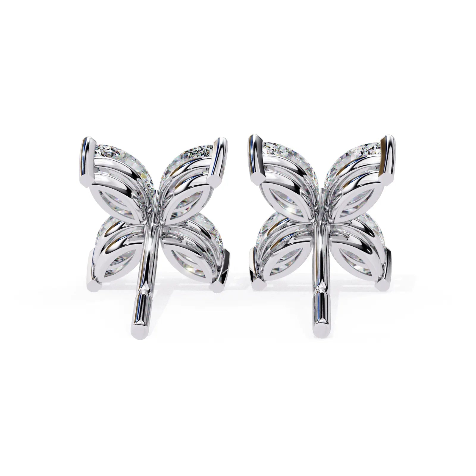 Quattro Petali Studs - marquise-cut diamond earrings - in 18ct white gold - hand-made in Byron Bay Hinterland, Australia by Lucano Fine Jewellery