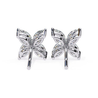 Quattro Petali Studs - marquise-cut diamond earrings - in 18ct white gold - hand-made in Byron Bay Hinterland, Australia by Lucano Fine Jewellery