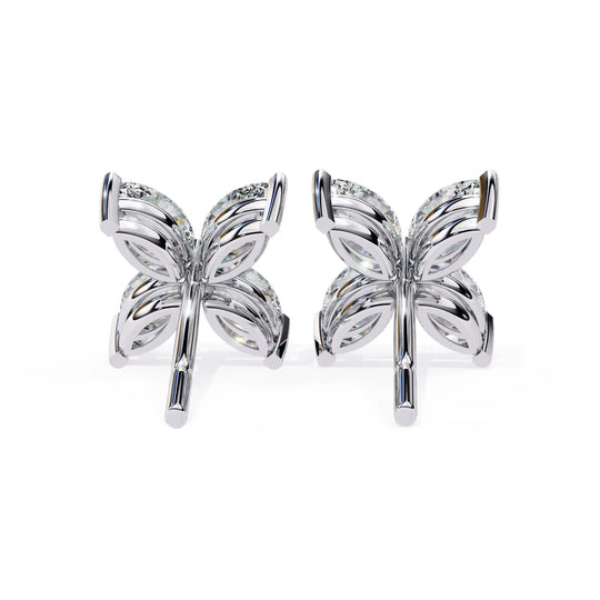 Quattro Petali Studs - marquise-cut diamond earrings - in 18ct white gold - hand-made in Byron Bay Hinterland, Australia by Lucano Fine Jewellery