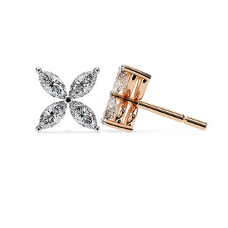 Quattro Petali Studs - marquise-cut diamond earrings - platinum finish - hand-made in Byron Bay Hinterland, Australia by Lucano Fine Jewellery