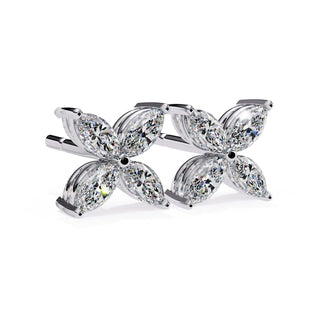 Quattro Petali Studs - marquise-cut diamond earrings - front view - hand-made in Byron Bay Hinterland, Australia by Lucano Fine Jewellery