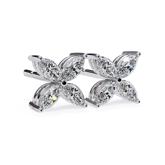 Quattro Petali Studs - marquise-cut diamond earrings - front view - hand-made in Byron Bay Hinterland, Australia by Lucano Fine Jewellery