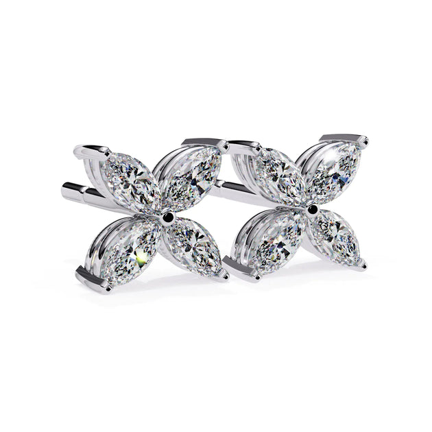 Quattro Petali Studs - marquise-cut diamond earrings - front view - hand-made in Byron Bay Hinterland, Australia by Lucano Fine Jewellery