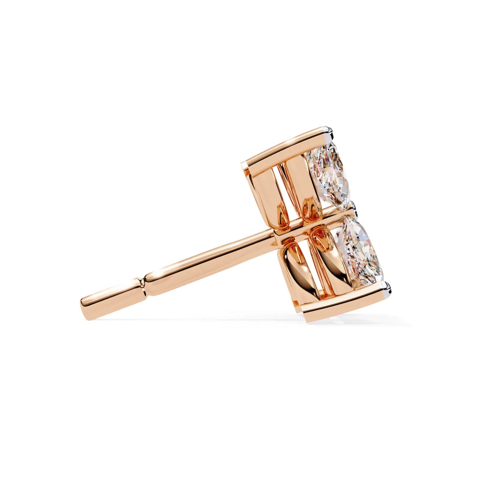 Quattro Petali Studs - marquise-cut diamond earrings - angled view - hand-made in Byron Bay Hinterland, Australia by Lucano Fine Jewellery