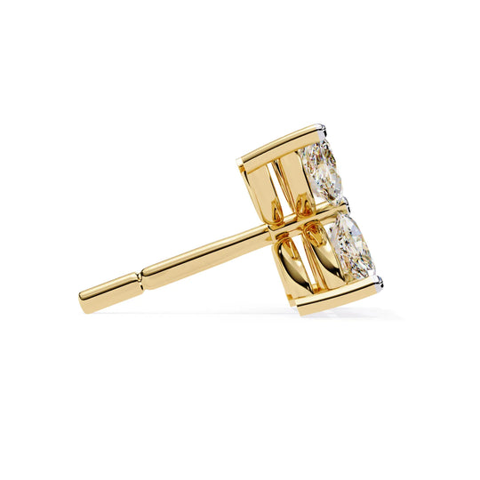 Quattro Petali Studs - marquise-cut diamond earrings - three-quarter view - hand-made in Byron Bay Hinterland, Australia by Lucano Fine Jewellery