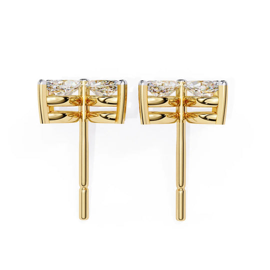 Quattro Petali Studs - marquise-cut diamond earrings - detail close-up - hand-made in Byron Bay Hinterland, Australia by Lucano Fine Jewellery
