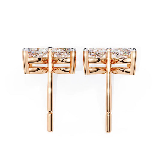 Quattro Petali Studs - marquise-cut diamond earrings - top view - hand-made in Byron Bay Hinterland, Australia by Lucano Fine Jewellery