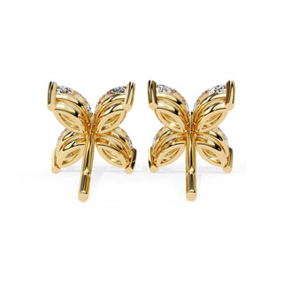 Quattro Petali Studs - marquise-cut diamond earrings - in 18ct yellow gold - hand-made in Byron Bay Hinterland, Australia by Lucano Fine Jewellery