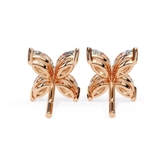 Quattro Petali Studs - marquise-cut diamond earrings - in 9ct white gold - hand-made in Byron Bay Hinterland, Australia by Lucano Fine Jewellery