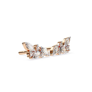 Corona Climber Earrings - marquise-cut diamond earrings - front view - hand-made in Byron Bay Hinterland, Australia by Lucano Fine Jewellery