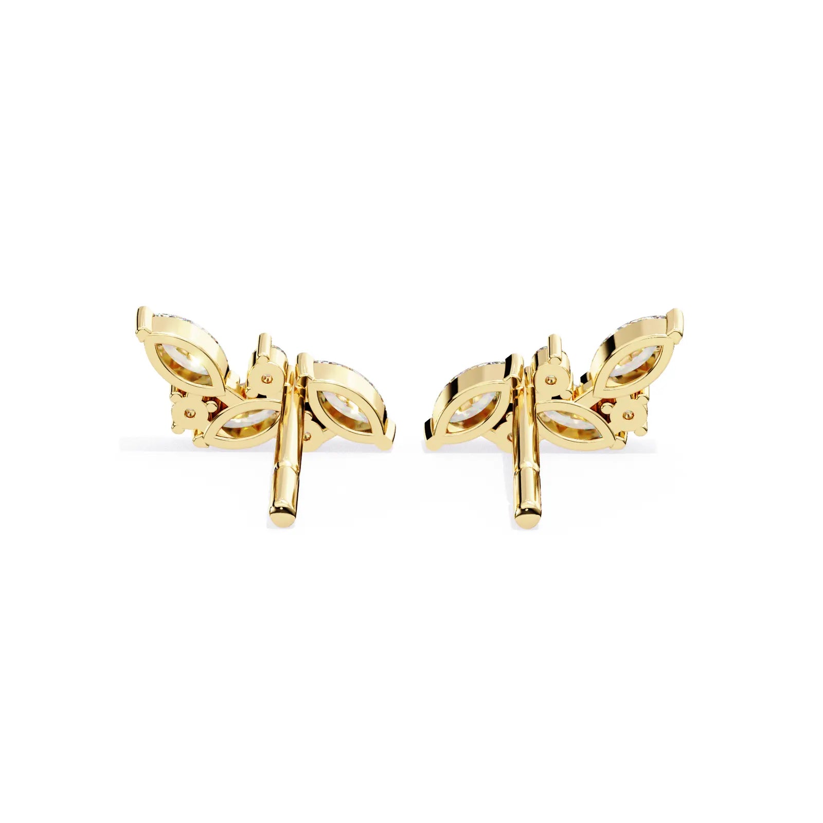 Corona Climber Earrings - marquise-cut diamond earrings - angled view - hand-made in Byron Bay Hinterland, Australia by Lucano Fine Jewellery